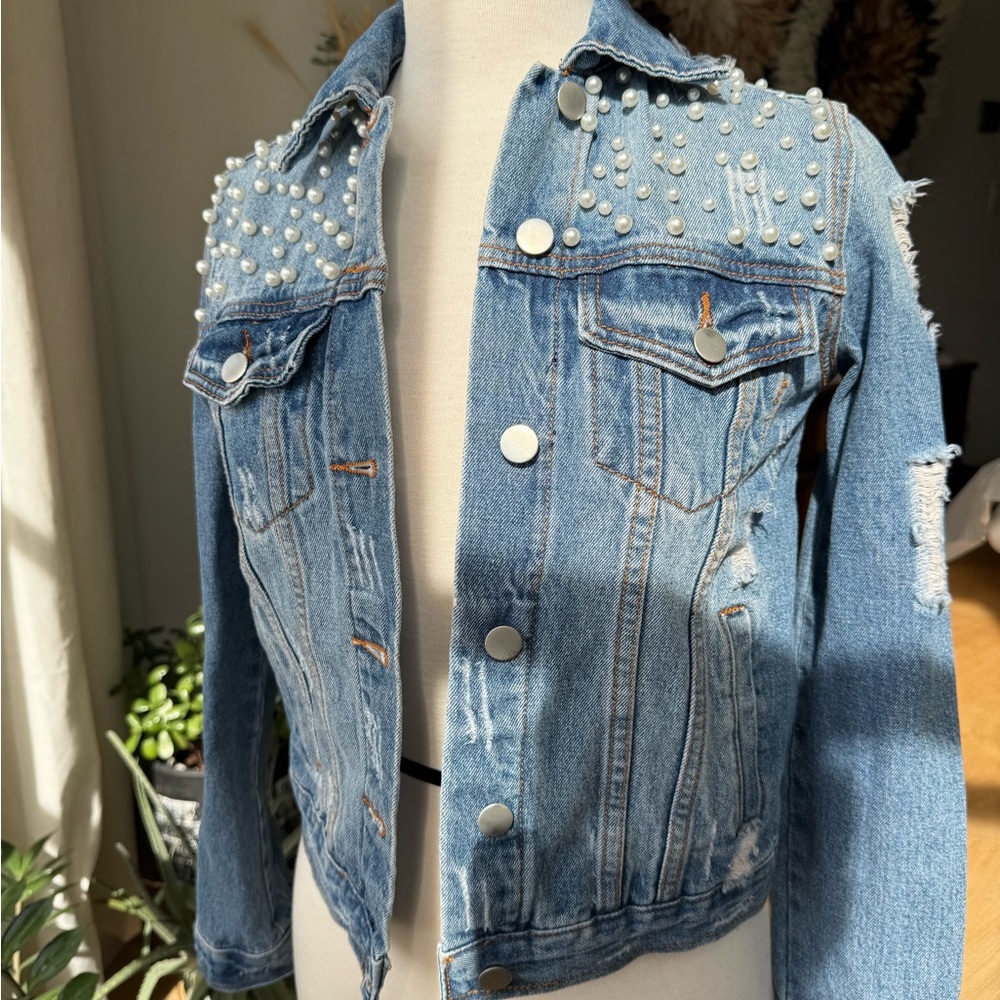 Revamped Jean Jacket with Pearls